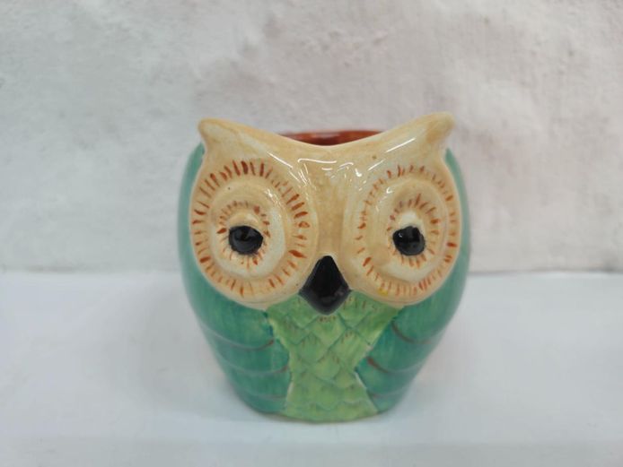 Decorative Hand-Glazed Ceramic Owl Planter