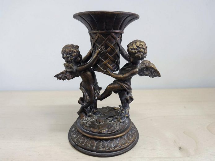 Vintage Resin Cherub Pillar Candle Holder