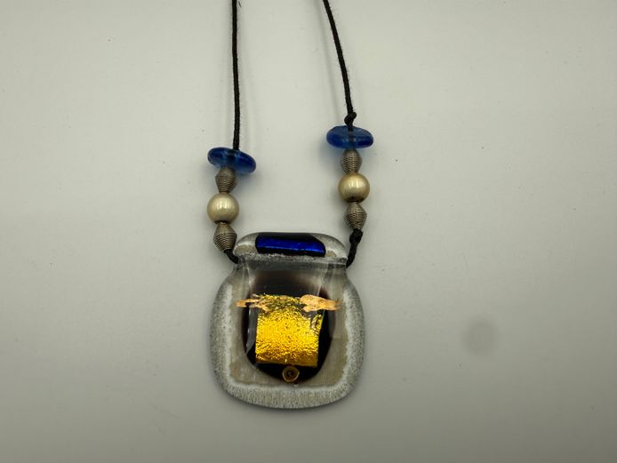 Set of unique glass pendants and necklace