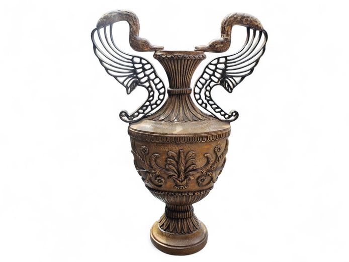 Large Classic Greco-Roman Resin Urn with Swan Handles