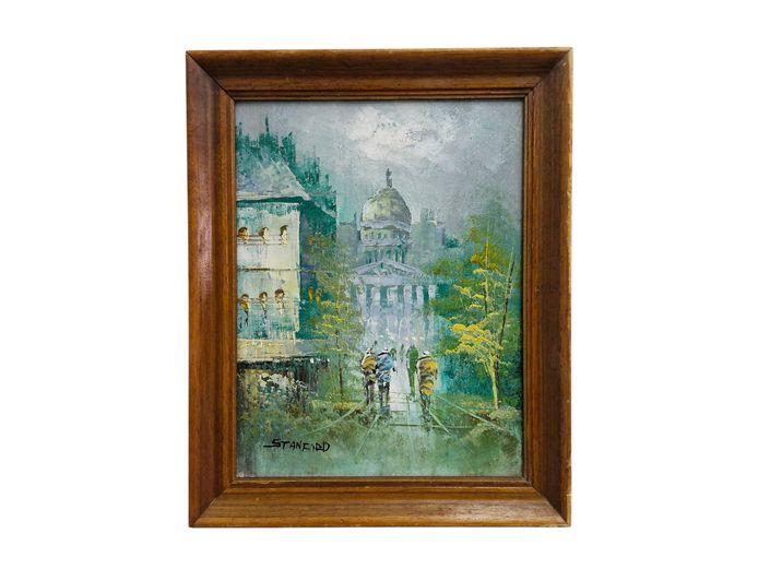 Original Impressionist Cityscape Oil Painting Signed by Stanford