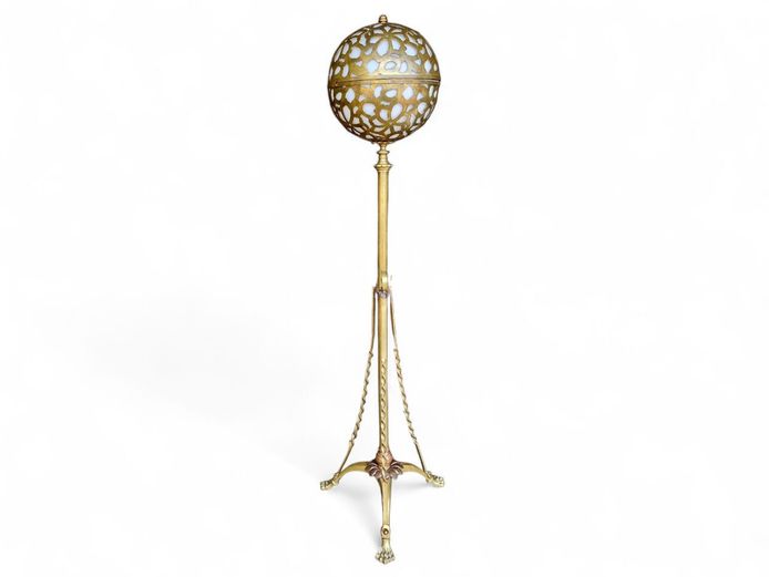 Neo Classical Brass & Copper Floor Lamp with Lion Claw Feet