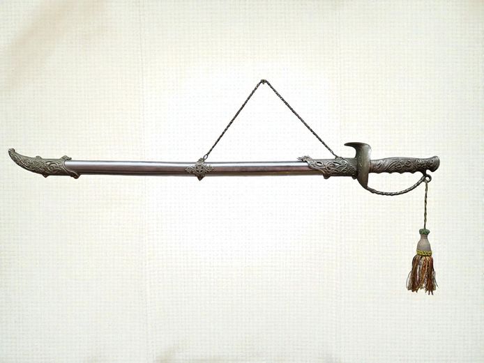 Reproduction Silver Ornate Metal Wall Hanger Sword