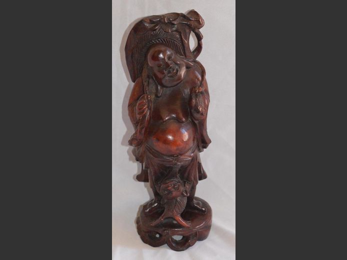 CARVED BUDDHA, 27cm High