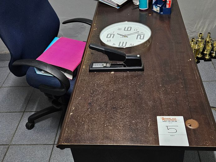 WOODEN DESK AND STATIONARY
