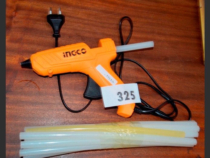 INGCO GLUE GUN WITH GLUE STICKS [Switches on]