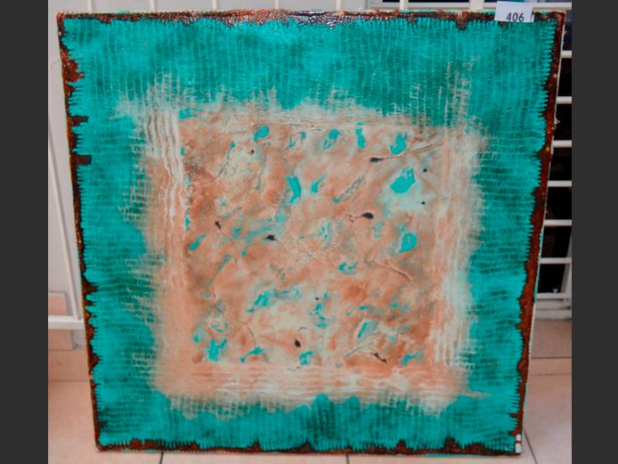UNFRAMED ABSTRACT OIL ON CANVAS, 100 x 100cm
