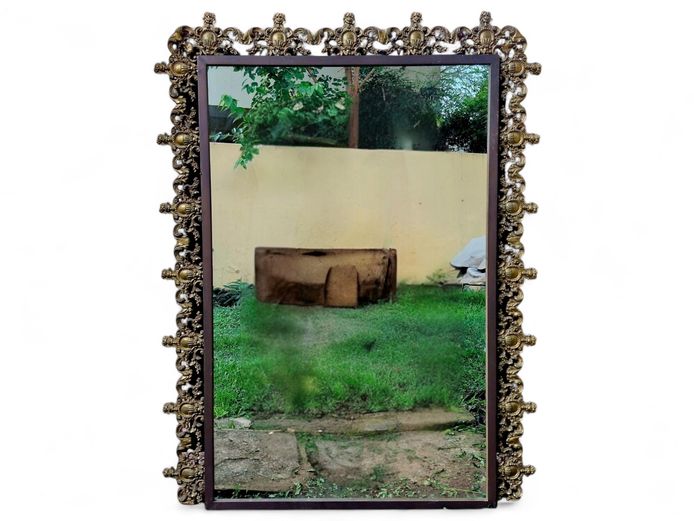 Vintage Baroque Style Ornate Brass Mirror