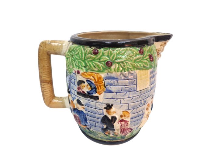 Mid-20th Century Relief Ceramic Tavern Scene Jug
