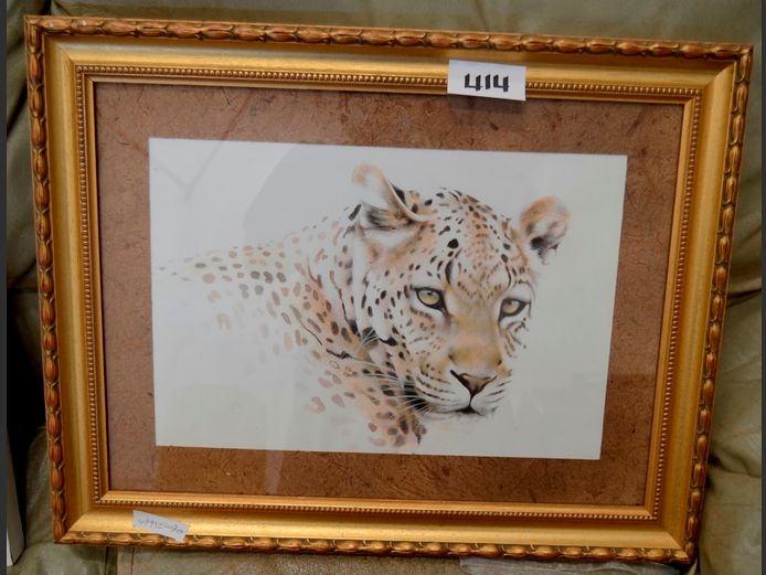 GILT FRAMED PRINT "LEOPARD", 44 x 30cm