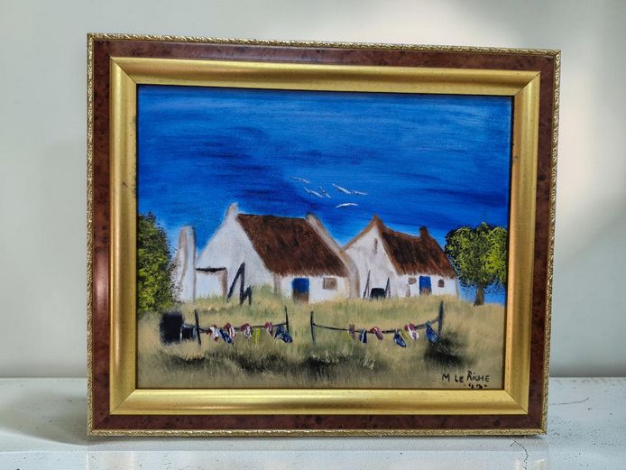 M. Le Riche (1998), "Cape Cottages with Washing Line," Oil Painting