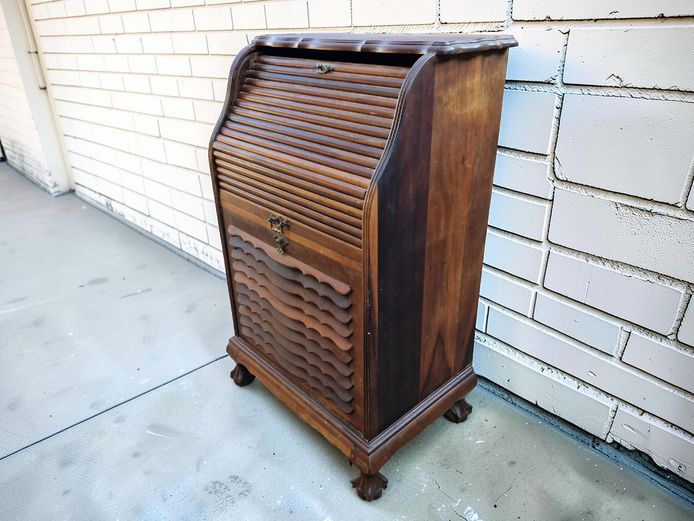 Vintage Custom-Modified Imbuia Roll-Top & Drop-Front Bureau