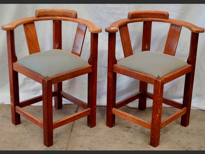 PAIR OAK CAPTAIN'S CHAIRS