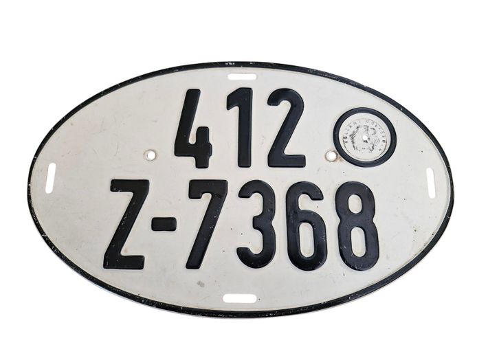1970's German Oval Customs License Plate 