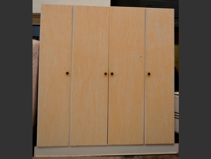 WHITE & OAK FOIL 3-PIECE, 4-DOOR WARDROBE, 226 x 60cm