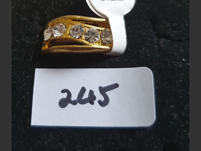 GOLD PLATED DRESS RING WITH CLEAR STONES