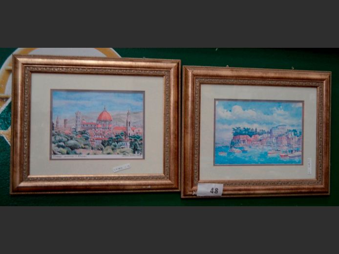 PAIR GILT FRAMED PRINTS, 25 x 17cm & 23 x 16cm