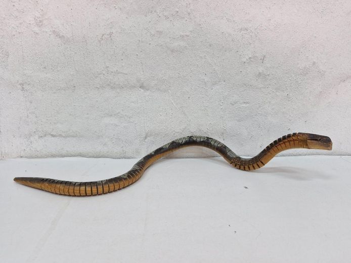 Vintage Wooden Hand-Carved Snake Figure