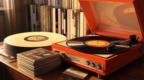 Vintage Record Player with Vinyl Collection