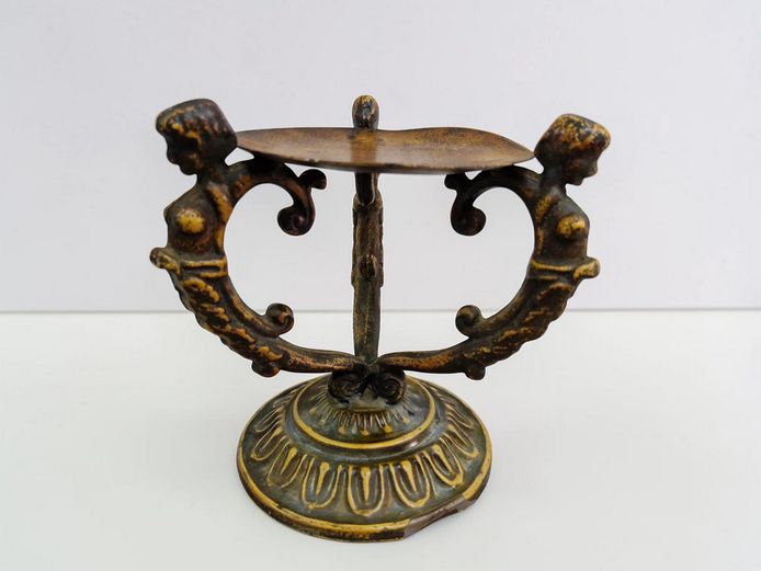 Vintage Neoclassical-Style Mermaid Figural Candle Stand