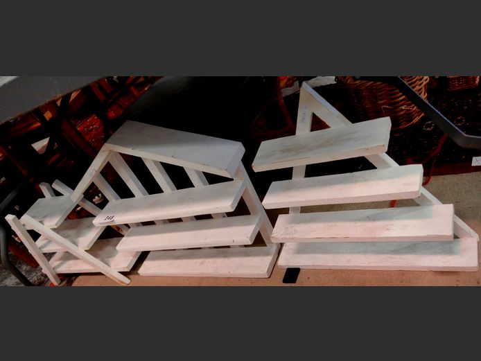 LOT OF 3: WHITE PAINTED WALL MOUNT SHELVES [Need re-painting]