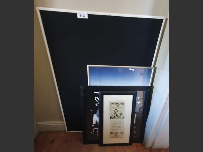 LOT: PINBOARD, FRAMED PRINT "OCEAN SCENE", etc
