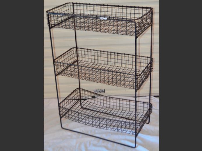 MID-CENTURY WIRE 3-TIER VEGGIE BASKET, 66 x 33 x 92cm