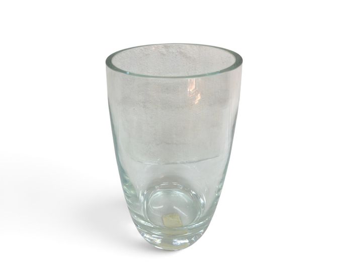 Contemporary Heavy Clear Art Glass Vessel