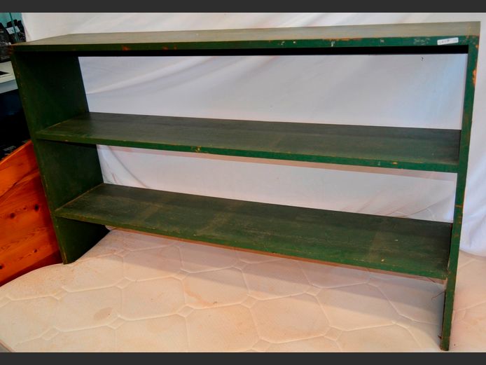 GREEN PAINTED 2-TIER SHELF, 154 x 30 x 95cm