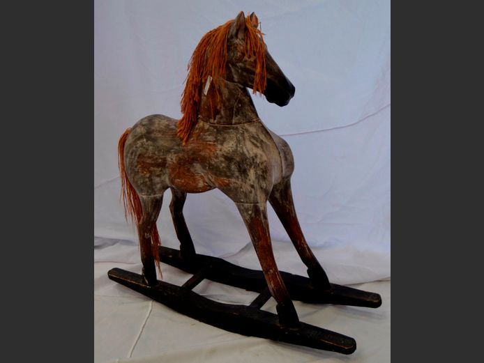 WOODEN ROCKING HORSE, 75 x 22 x 79cm [1 ear chipped]