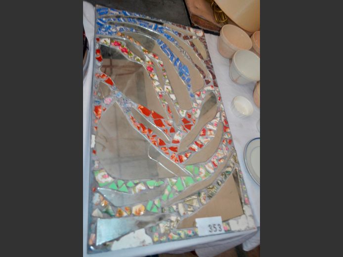 MOSAIC FRAMED MIRROR, 73 x 41cm [Damage to mosaic]