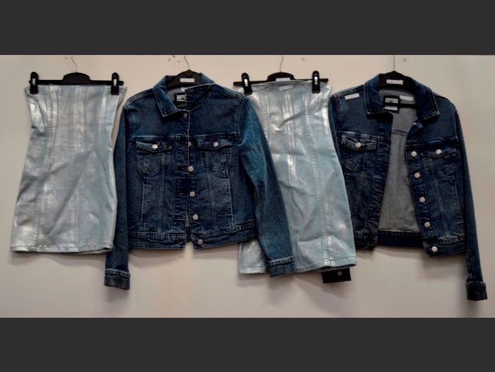 LOT: 2 x DENIM JACKETS [Size 8] & 2 x MINI DRESSES [Sizes 6 & 12]