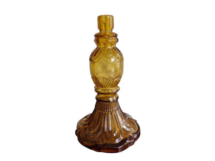 Vintage Amber Glass Candle Holder