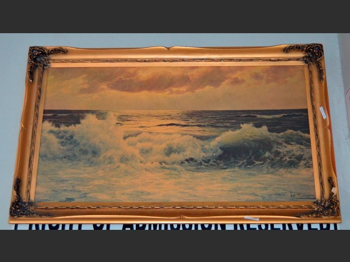 GILT FRAMED PRINT "WAVES", 88 x 48cm