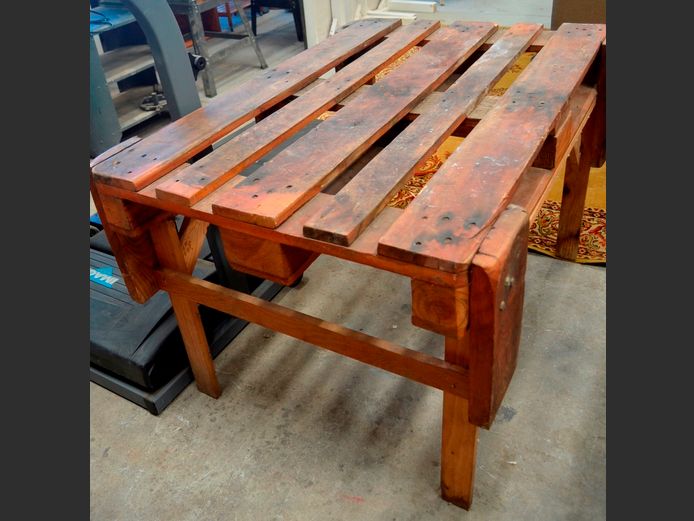 SLATTED OREGON TABLE, 120 x 88 x 75cm