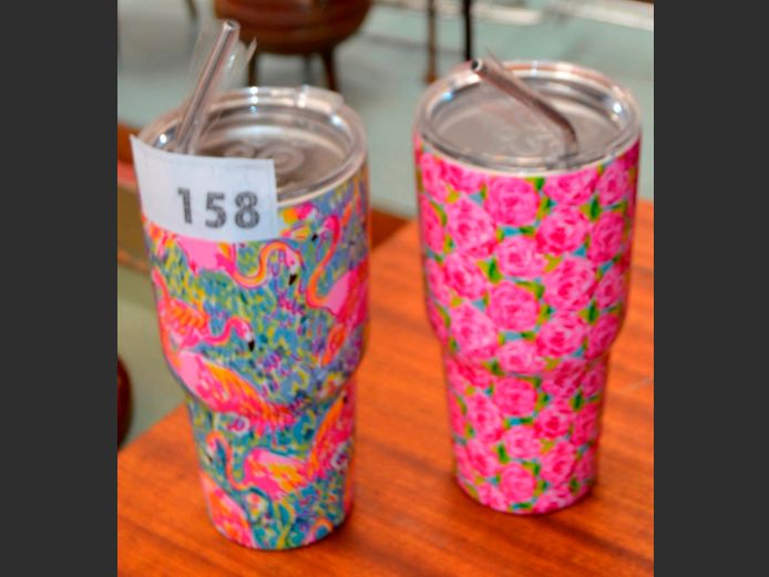 LOT OF 2: TUTU STAINLESS STEEL 880ml TUMBLERS WITH STRAWS