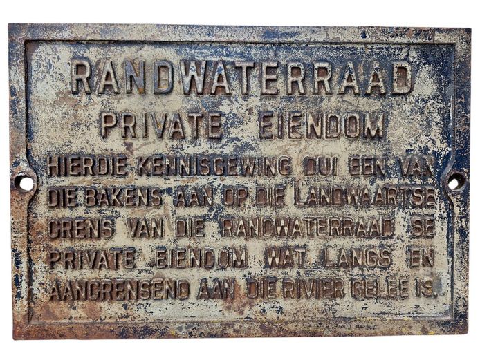 Cast Iron Rand Water Board Private Property Double Sided Sign