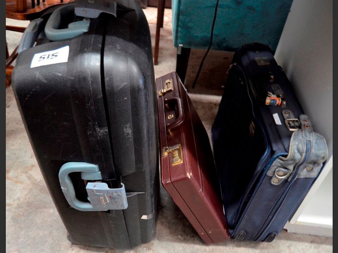BLACK HARD SHELL SUITCASE & 2 BRIEFCASES