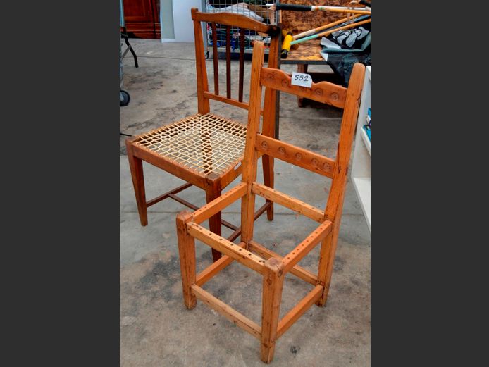 LOT OF 2: ANTIQUE YELLOWWOOD RIEMPIES CHAIR [1 damaged]