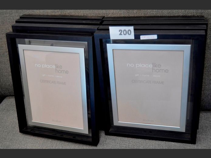 LOT: 8 x BLACK & "SILVER" PHOTO FRAMES, 28 x 22cm