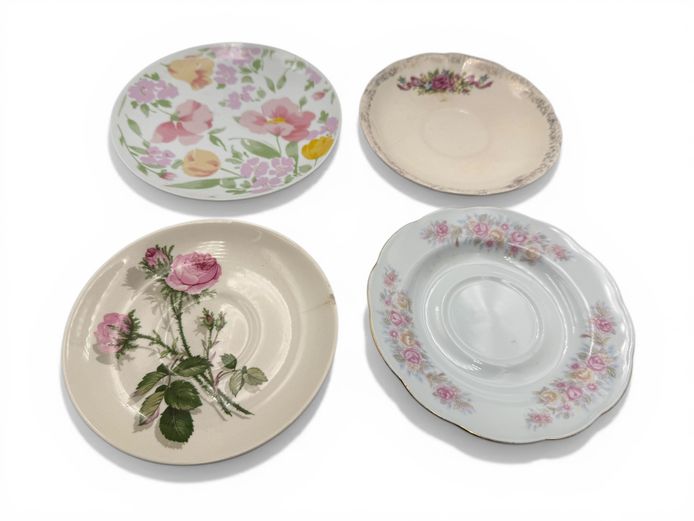 Assorted Vintage Floral Side Plates (4-Piece Mixed Lot)