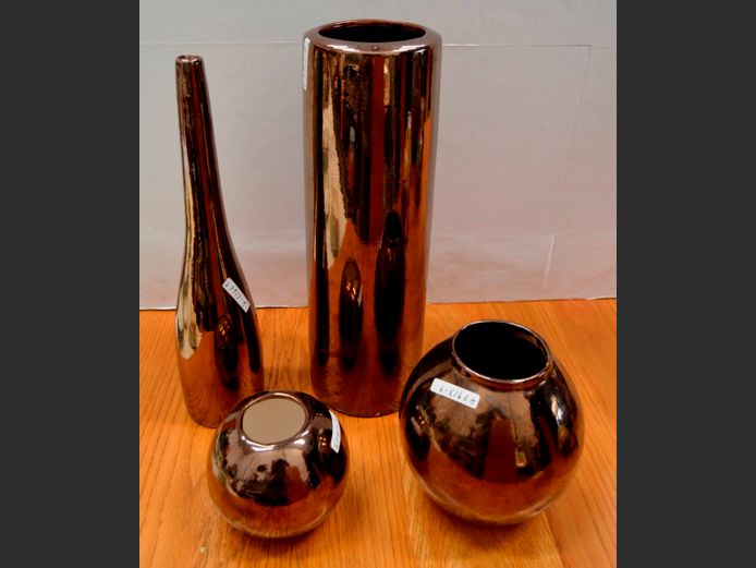 SET OF 4 "BRONZE" PAINTED VASES