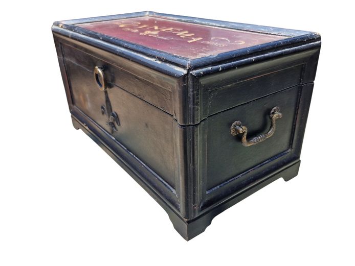 Large Vintage Wooden Chest with Brass Handles