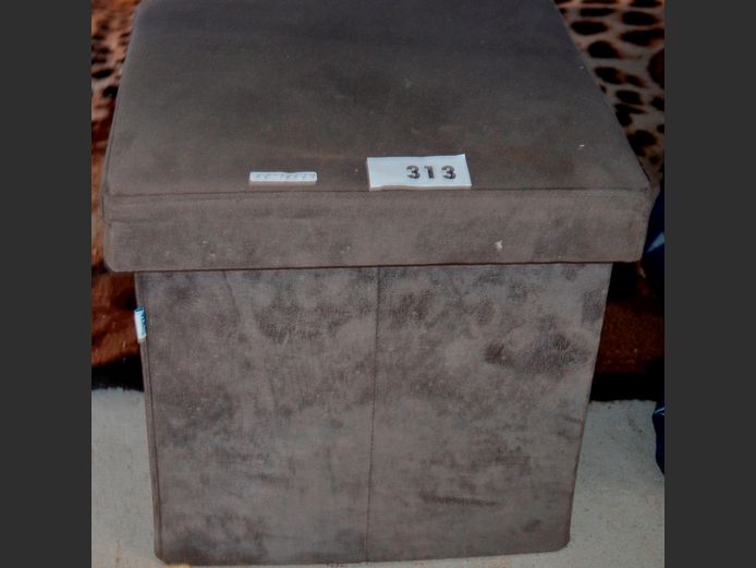 GREY COVERED TOY BOX, 39 x 38 x 37cm