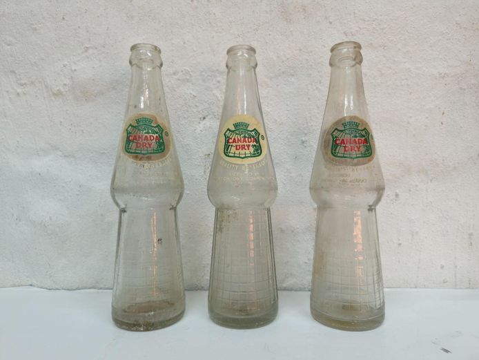 Set of 3 Vintage Canada Dry Glass Soda Bottles