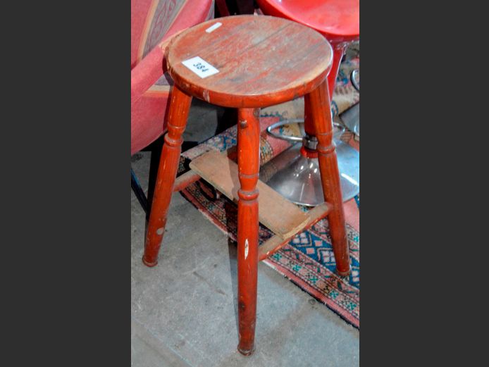 PINE KITCHEN STOOL, 31cm Diameter x 64cm High