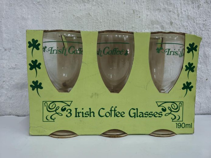 Set of 3 Shamrock Irish Coffee Glasses in Original Packaging