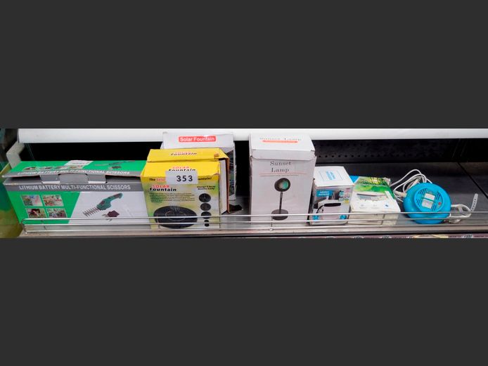 SOLAR FOUNTAINS, LITHIUM BATTERY, MULTI-FUNCTION SCISSORS, LAMP, etc [Untested]