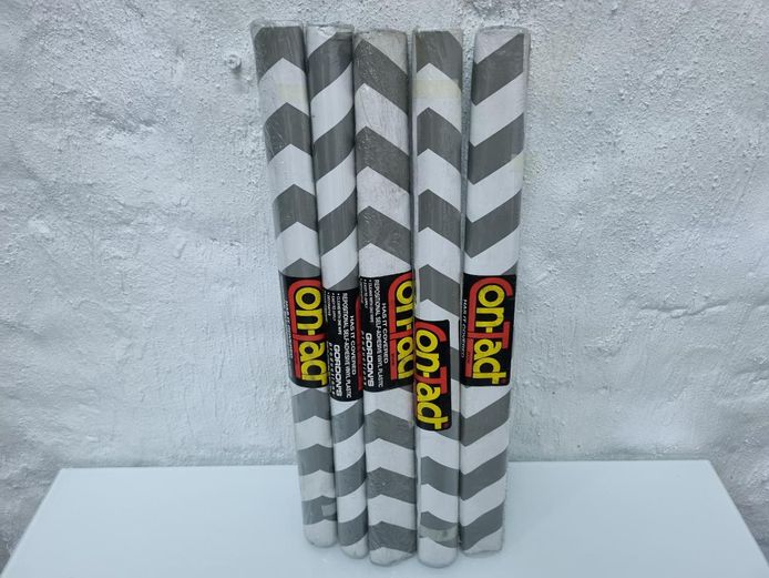 Lot of 5 Grey & White Chevron Self-Adhesive Vinyl Rolls