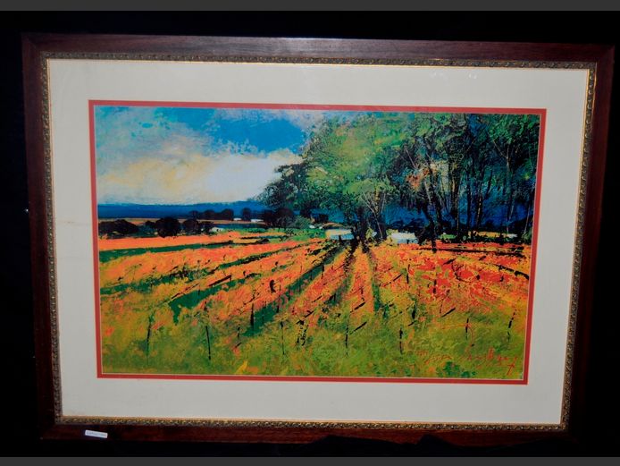 FRAMED PRINT "FARM LAND", 87 x 54cm